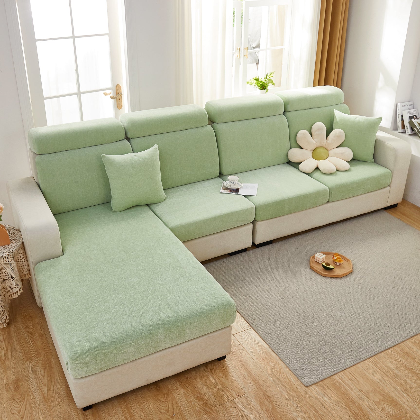 Chenille Cushion Covers for 1/2/3/4 Seater Sofas and L-shaped Couches, Furniture Covers for Pets - Ornate Home