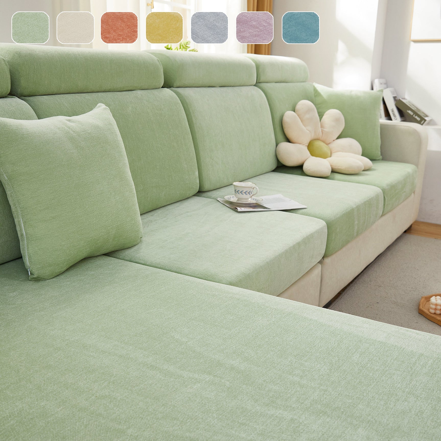 Chenille Cushion Covers for 1/2/3/4 Seater Sofas and L-shaped Couches, Furniture Covers for Pets - Ornate Home