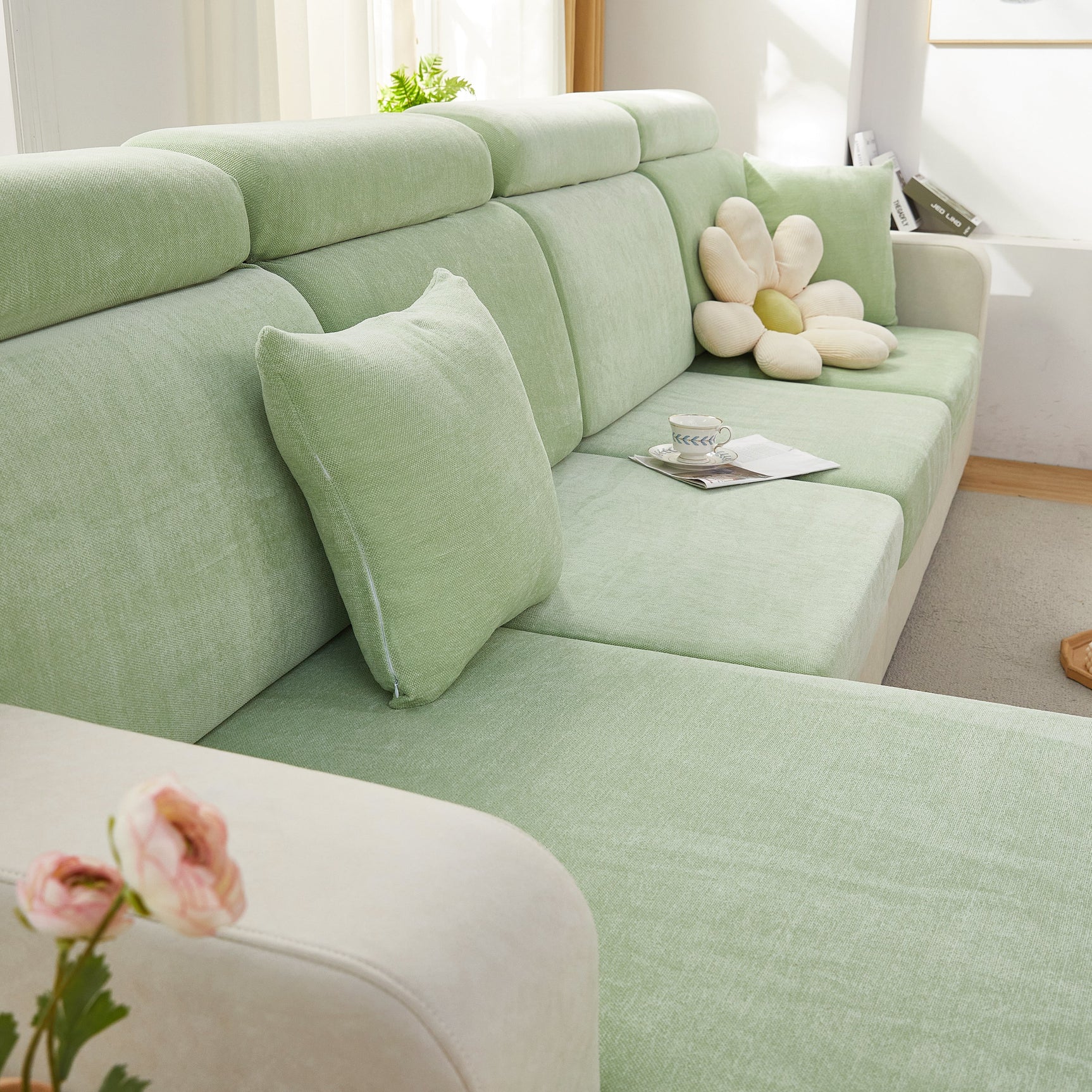 Chenille Cushion Covers for 1/2/3/4 Seater Sofas and L-shaped Couches, Furniture Covers for Pets - Ornate Home
