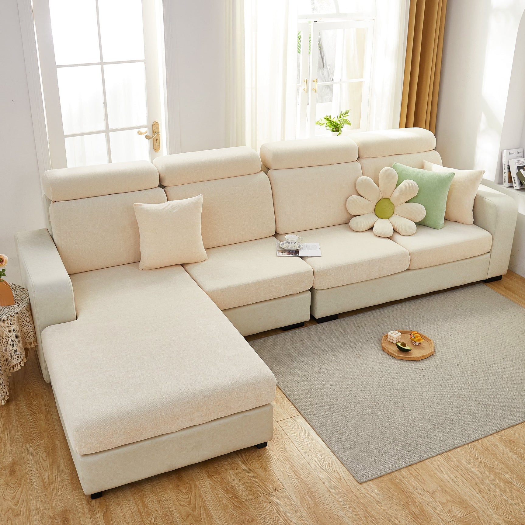Chenille Cushion Covers for 1/2/3/4 Seater Sofas and L-shaped Couches, Furniture Covers for Pets - Ornate Home