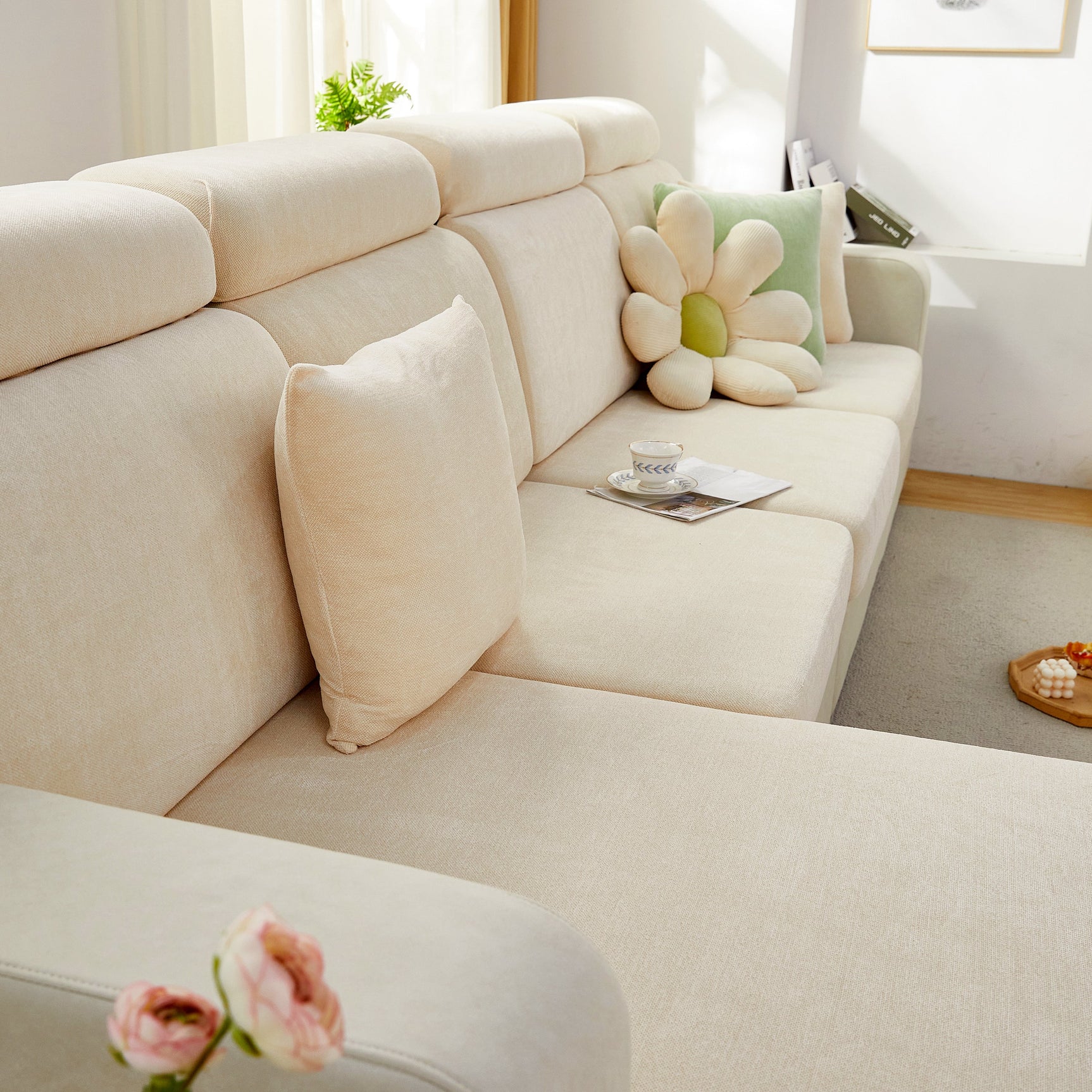 Chenille Cushion Covers for 1/2/3/4 Seater Sofas and L-shaped Couches, Furniture Covers for Pets - Ornate Home