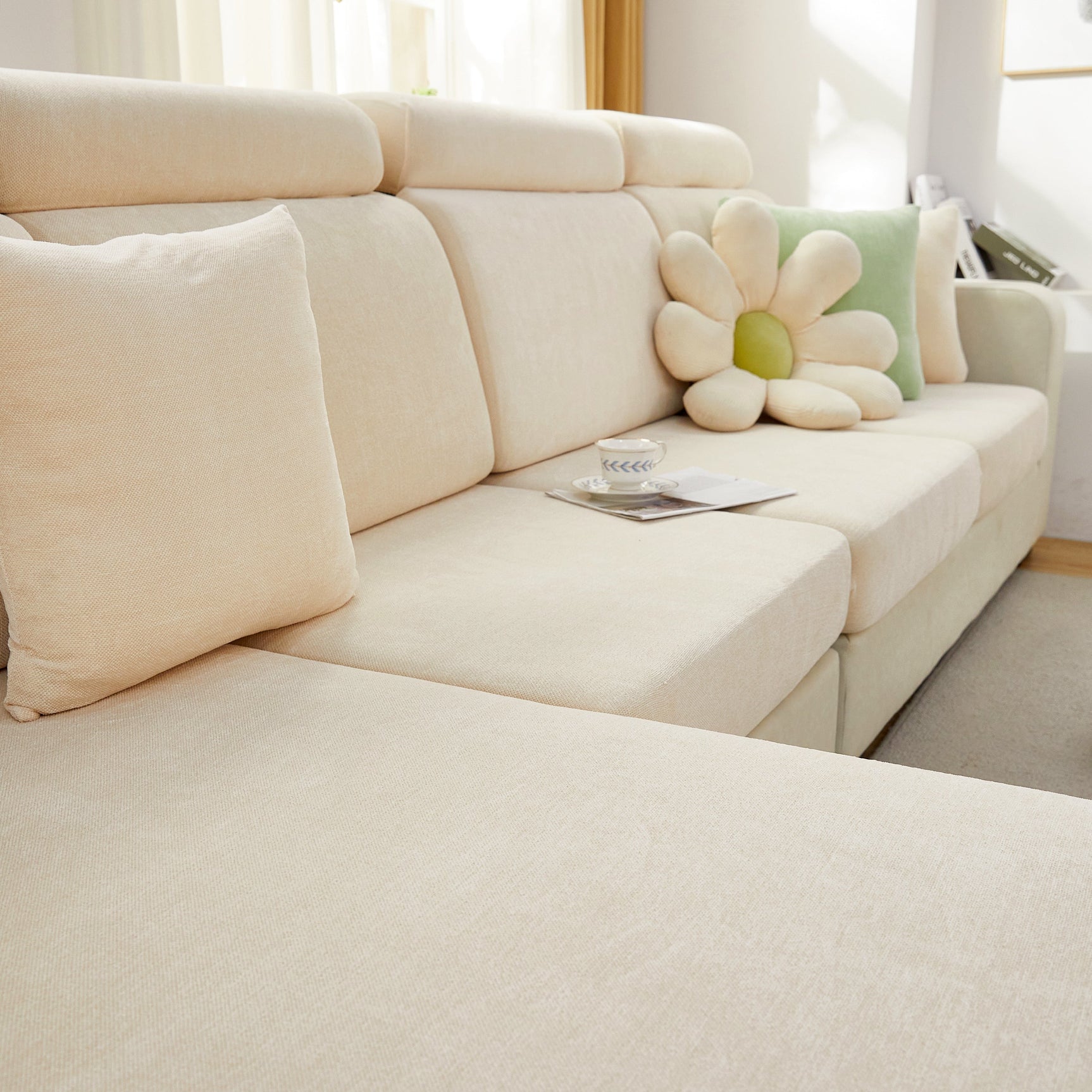 Chenille Cushion Covers for 1/2/3/4 Seater Sofas and L-shaped Couches, Furniture Covers for Pets - Ornate Home