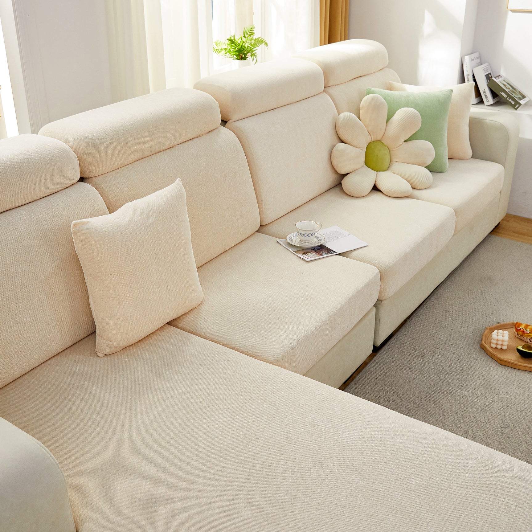 Chenille Cushion Covers for 1/2/3/4 Seater Sofas and L-shaped Couches, Furniture Covers for Pets - Ornate Home