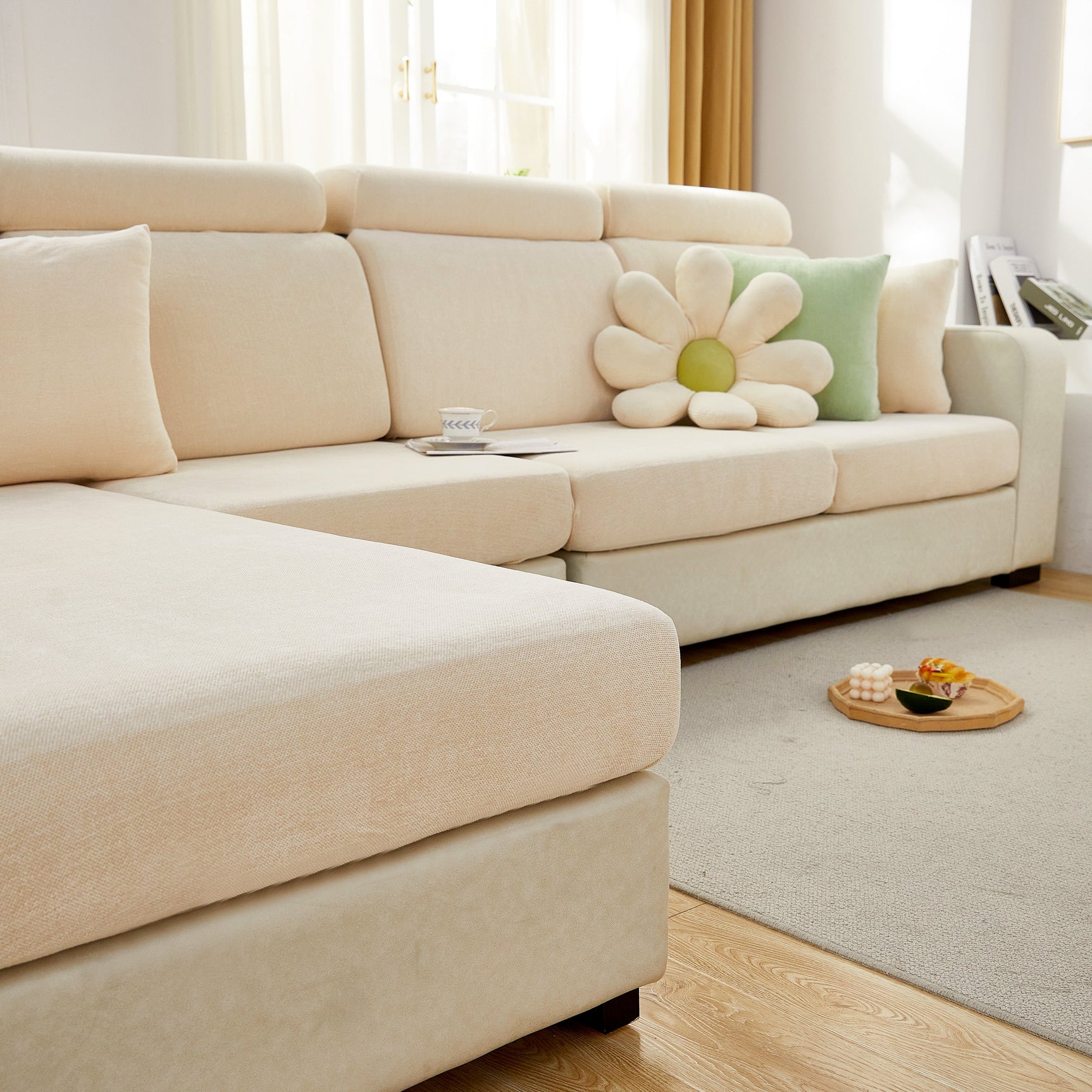 Chenille Cushion Covers for 1/2/3/4 Seater Sofas and L-shaped Couches, Furniture Covers for Pets - Ornate Home