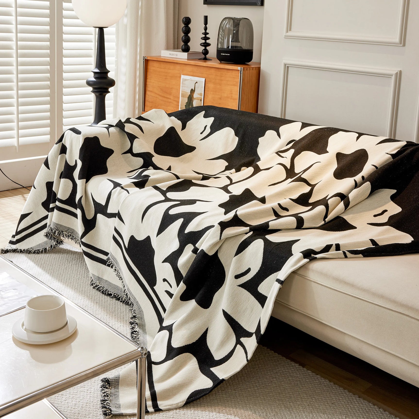 Chenille Floral Soft Thick Reversible Blanket Covers for Couch, Couch Protector Blanket Cover Sofa - Ornate Home