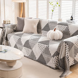 Chenille Geometric Patterned Sofa Throw, Couch Covers for Sectionals for Pets, Throw Cover for Couch - Ornate Home