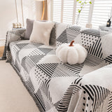 Chenille Geometric Patterned Sofa Throw, Couch Covers for Sectionals for Pets, Throw Cover for Couch - Ornate Home