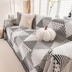 Chenille Geometric Patterned Sofa Throw, Couch Covers for Sectionals for Pets, Throw Cover for Couch - Ornate Home