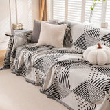 Chenille Geometric Patterned Sofa Throw, Couch Covers for Sectionals for Pets, Throw Cover for Couch - Ornate Home