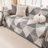 Chenille Geometric Patterned Sofa Throw, Couch Covers for Sectionals for Pets, Throw Cover for Couch - Ornate Home