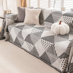 Chenille Geometric Patterned Sofa Throw, Couch Covers for Sectionals for Pets, Throw Cover for Couch - Ornate Home