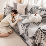 Chenille Geometric Patterned Sofa Throw, Couch Covers for Sectionals for Pets, Throw Cover for Couch - Ornate Home