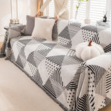Chenille Geometric Patterned Sofa Throw, Couch Covers for Sectionals for Pets, Throw Cover for Couch - Ornate Home