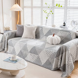 Chenille Geometric Patterned Sofa Throw, Couch Covers for Sectionals for Pets, Throw Cover for Couch - Ornate Home