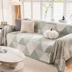 Chenille Geometric Patterned Sofa Throw, Couch Covers for Sectionals for Pets, Throw Cover for Couch - Ornate Home