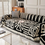 Chenille Geometric Sofa Throw Blanket, Boho Washable Furniture Throw Covers for Sofa - Ornate Home