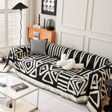 Chenille Geometric Sofa Throw Blanket, Boho Washable Furniture Throw Covers for Sofa - Ornate Home