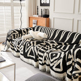 Chenille Geometric Sofa Throw Blanket, Boho Washable Furniture Throw Covers for Sofa - Ornate Home