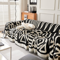 Chenille Geometric Sofa Throw Blanket, Boho Washable Furniture Throw Covers for Sofa - Ornate Home