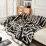 Chenille Geometric Sofa Throw Blanket, Boho Washable Furniture Throw Covers for Sofa - Ornate Home