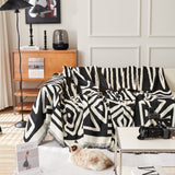 Chenille Geometric Sofa Throw Blanket, Boho Washable Furniture Throw Covers for Sofa - Ornate Home