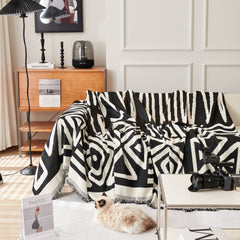 Chenille Geometric Sofa Throw Blanket, Boho Washable Furniture Throw Covers for Sofa - Ornate Home