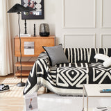 Chenille Geometric Sofa Throw Blanket, Boho Washable Furniture Throw Covers for Sofa - Ornate Home