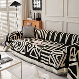 Chenille Geometric Sofa Throw Blanket, Boho Washable Furniture Throw Covers for Sofa - Ornate Home