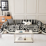 Chenille Geometric Sofa Throw Blanket, Boho Washable Furniture Throw Covers for Sofa - Ornate Home