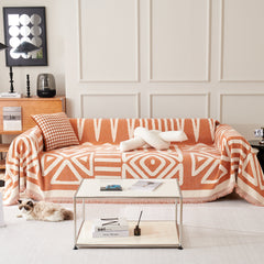 Chenille Geometric Sofa Throw Blanket, Boho Washable Furniture Throw Covers for Sofa - Ornate Home