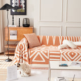Chenille Geometric Sofa Throw Blanket, Boho Washable Furniture Throw Covers for Sofa - Ornate Home