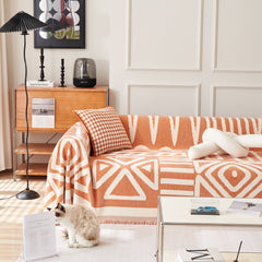 Chenille Geometric Sofa Throw Blanket, Boho Washable Furniture Throw Covers for Sofa - Ornate Home