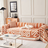 Chenille Geometric Sofa Throw Blanket, Boho Washable Furniture Throw Covers for Sofa - Ornate Home