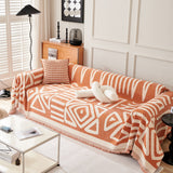Chenille Geometric Sofa Throw Blanket, Boho Washable Furniture Throw Covers for Sofa - Ornate Home