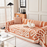 Chenille Geometric Sofa Throw Blanket, Boho Washable Furniture Throw Covers for Sofa - Ornate Home