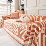 Chenille Geometric Sofa Throw Blanket, Boho Washable Furniture Throw Covers for Sofa - Ornate Home