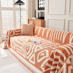 Chenille Geometric Sofa Throw Blanket, Boho Washable Furniture Throw Covers for Sofa - Ornate Home