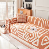 Chenille Geometric Sofa Throw Blanket, Boho Washable Furniture Throw Covers for Sofa - Ornate Home