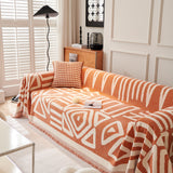 Chenille Geometric Sofa Throw Blanket, Boho Washable Furniture Throw Covers for Sofa - Ornate Home