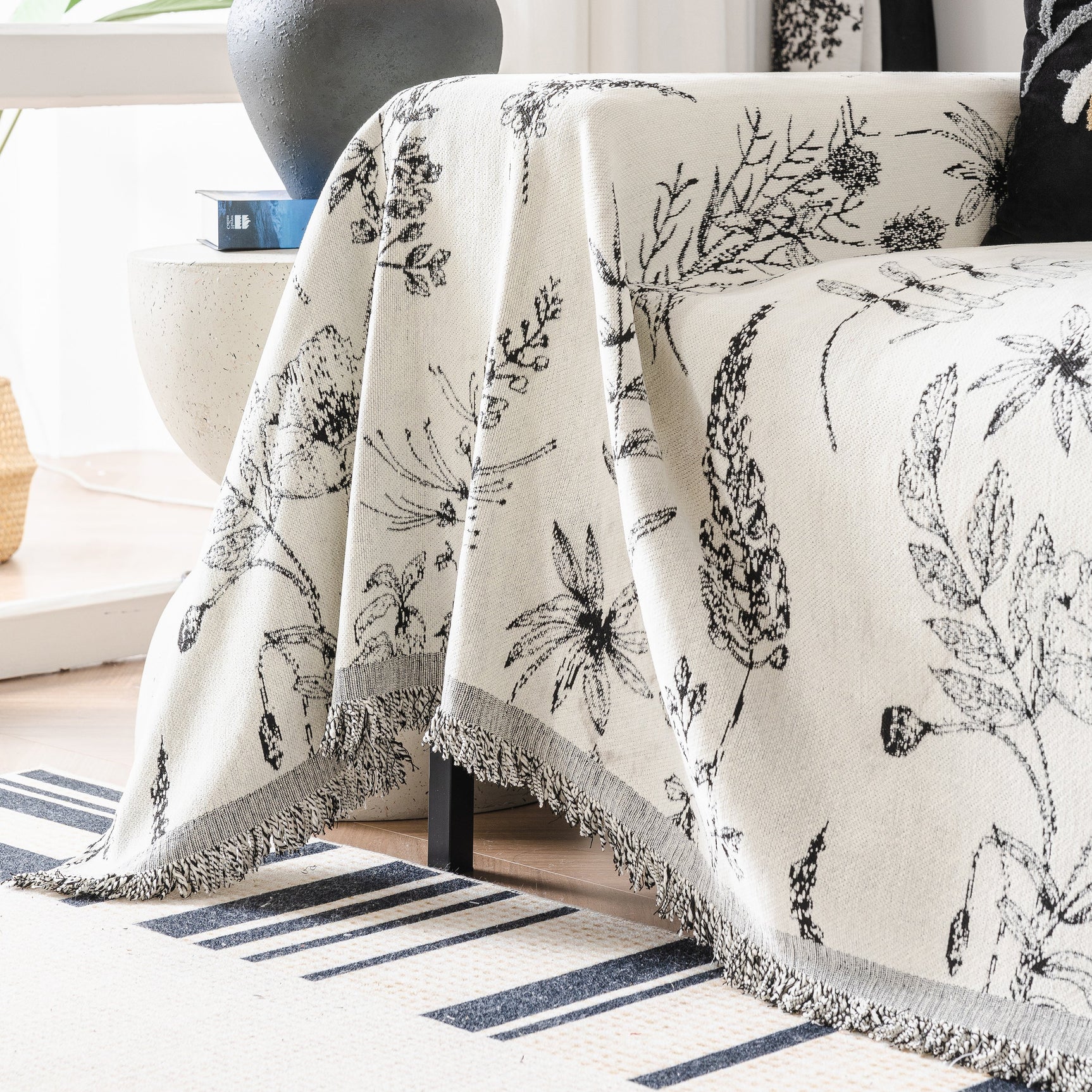 Chenille Giverny Couch Cover, Cozy Blankets for Sofa and Couch, Slip Covers for Couch Sectional - Ornate Home