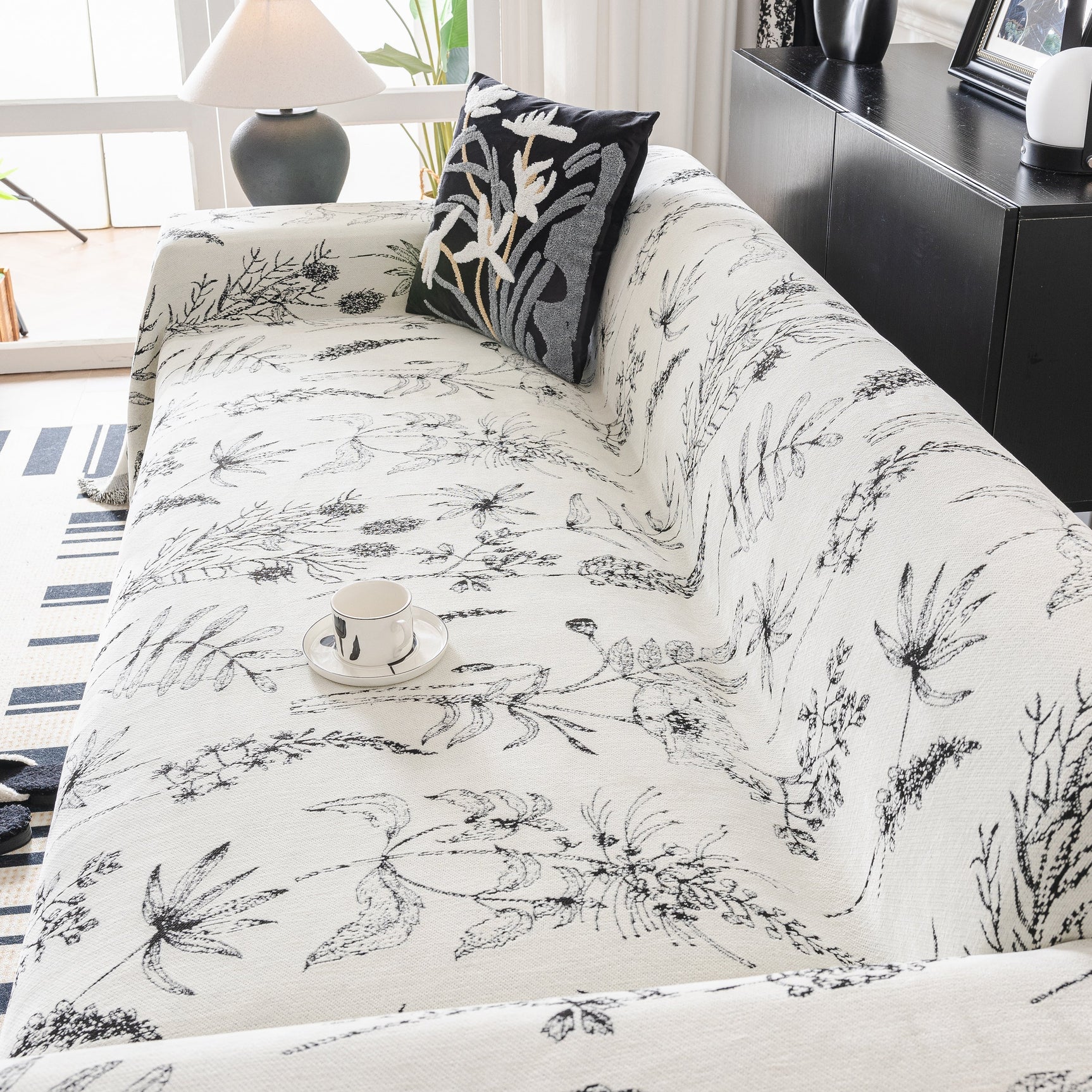 Chenille Giverny Couch Cover, Cozy Blankets for Sofa and Couch, Slip Covers for Couch Sectional - Ornate Home