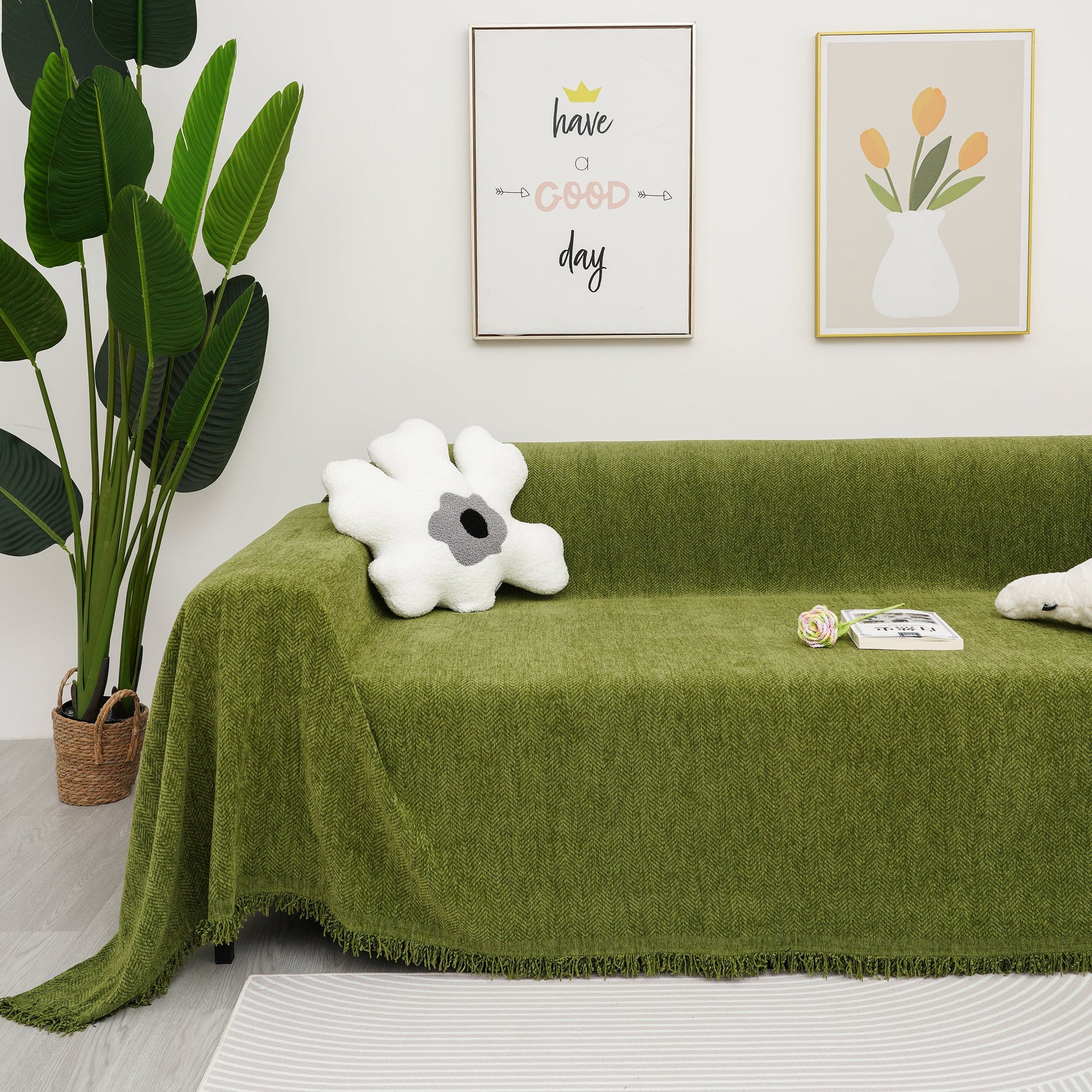 Chenille Herringbone Couch Cover Blanket, Sectional with Washable Covers, Furniture Covers for Sofas - Ornate Home