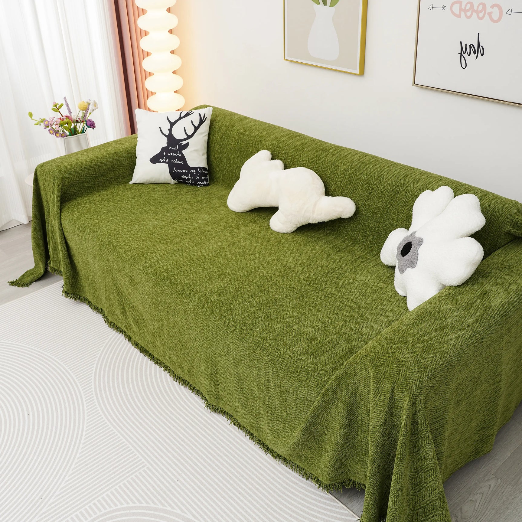 Chenille Herringbone Couch Cover Blanket, Sectional with Washable Covers, Furniture Covers for Sofas - Ornate Home