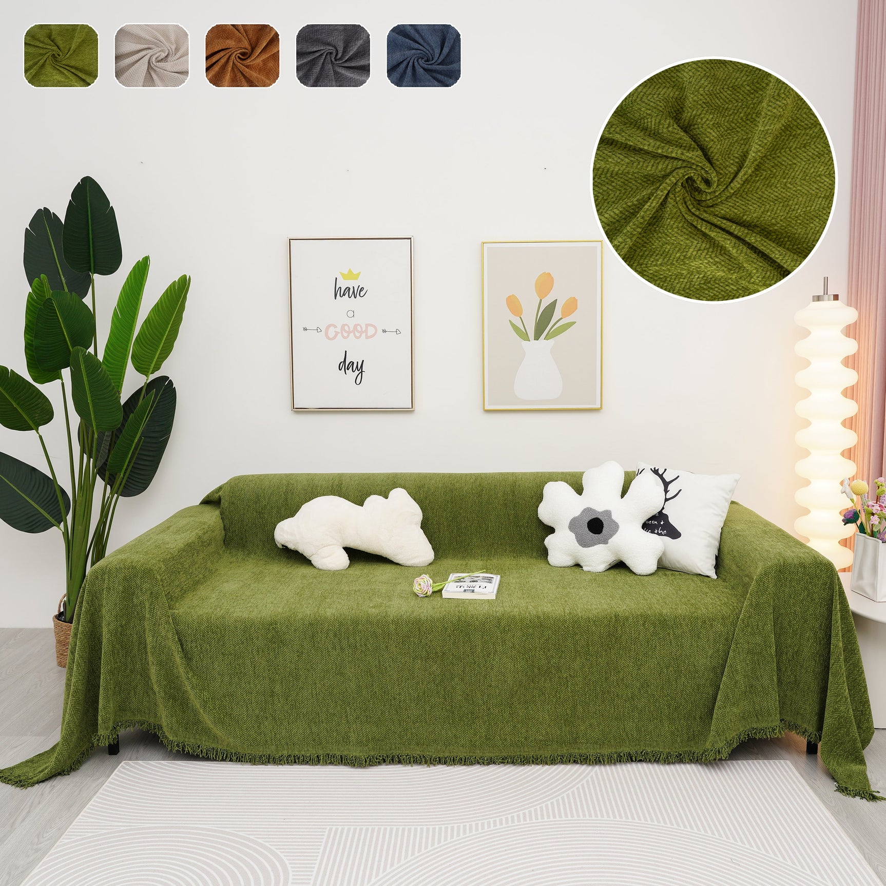 Chenille Herringbone Couch Cover Blanket, Sectional with Washable Covers, Furniture Covers for Sofas - Ornate Home
