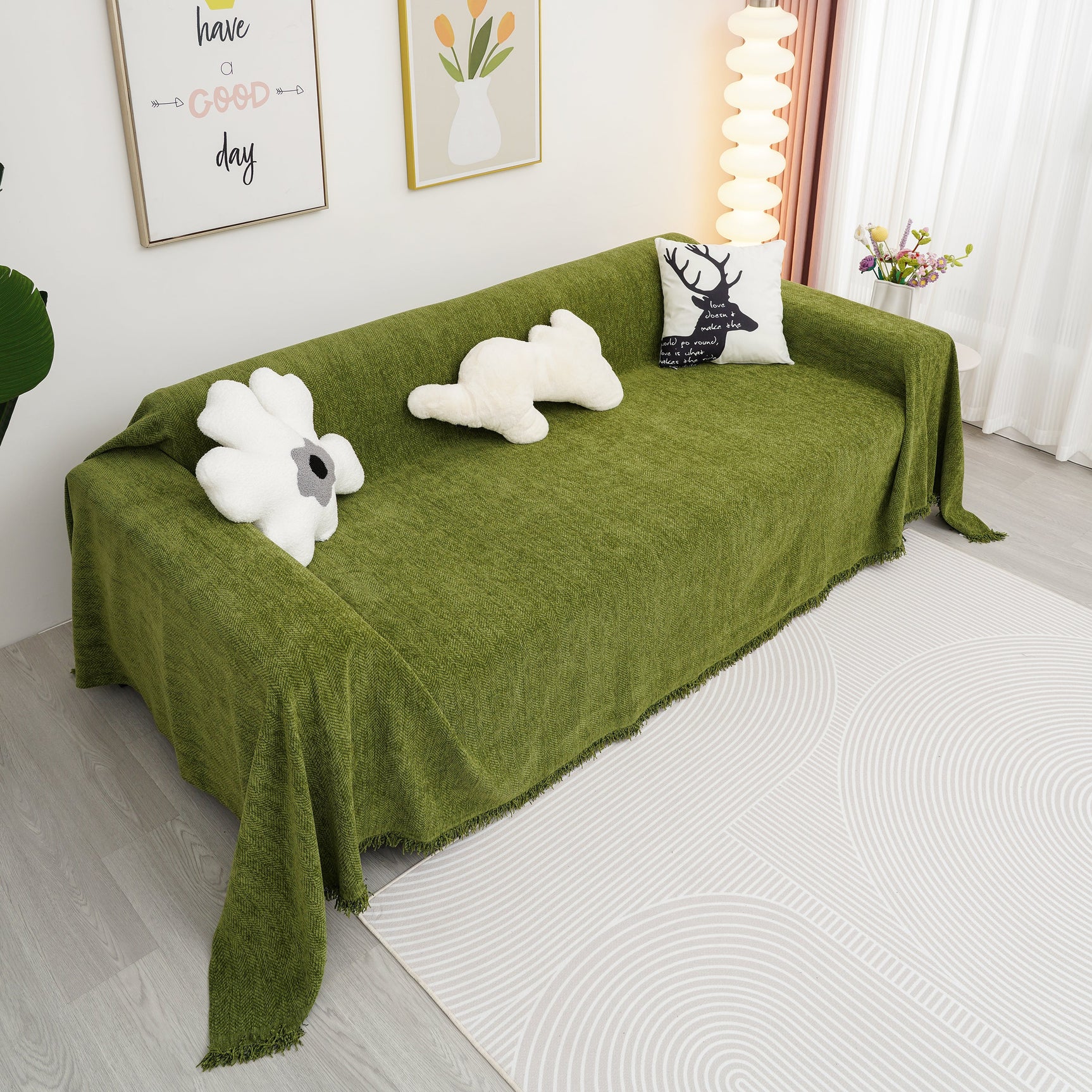 Chenille Herringbone Couch Cover Blanket, Sectional with Washable Covers, Furniture Covers for Sofas - Ornate Home