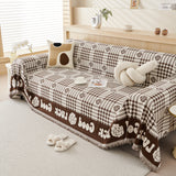 Chenille Houndstooth Sofa Throw Cover, Scratch Proof Cozy Throw Blankets for Couch - Ornate Home