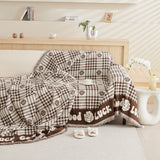 Chenille Houndstooth Sofa Throw Cover, Scratch Proof Cozy Throw Blankets for Couch - Ornate Home