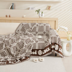 Chenille Houndstooth Sofa Throw Cover, Scratch Proof Cozy Throw Blankets for Couch - Ornate Home