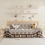 Chenille Houndstooth Sofa Throw Cover, Scratch Proof Cozy Throw Blankets for Couch - Ornate Home