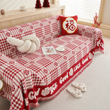 Chenille Houndstooth Sofa Throw Cover, Scratch Proof Cozy Throw Blankets for Couch - Ornate Home